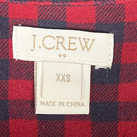 J. Crew Sz XXS Long-Sleeve Flannel Shirt Dress Red Navy Checkered 100% Cotton - Picture 7 of 11